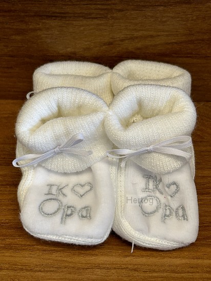 Ik hou van opa - slofjes wit