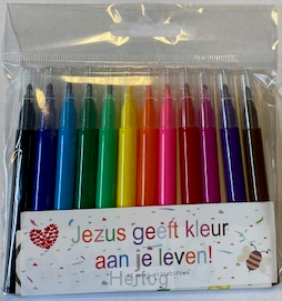 Miniviltstiften 12 stuks - Jezus geeft kleur je leven!