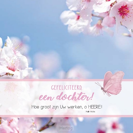 Gefeliciteerd, een dochter! - wenskaart Bijbeltekst SV