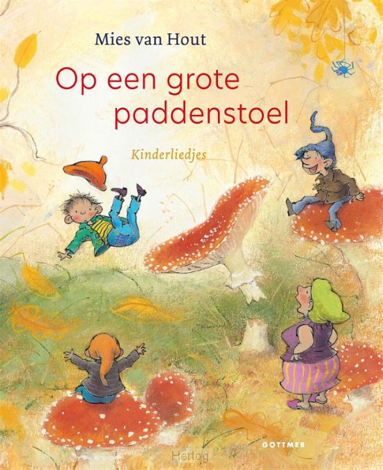Op een grote paddestoel